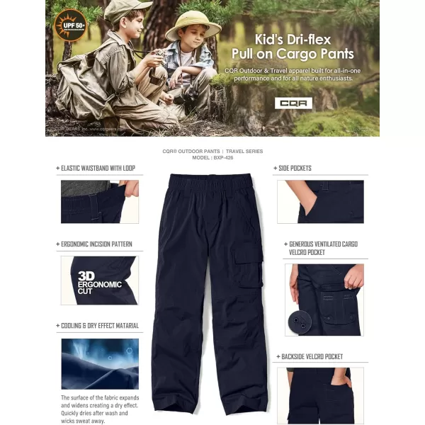 CQR Kids Youth Hiking Cargo Pants Outdoor Camping Pants UPF 50 Quick Dry Regular PantsRegular Driflex Navy