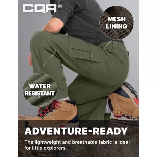 CQR Kids Youth Hiking Cargo Pants Outdoor Camping Pants UPF 50 Quick Dry Regular PantsShenandoah Army Green