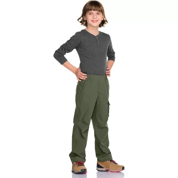 CQR Kids Youth Hiking Cargo Pants Outdoor Camping Pants UPF 50 Quick Dry Regular PantsShenandoah Army Green