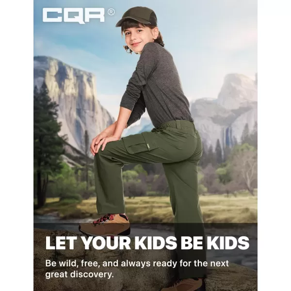 CQR Kids Youth Hiking Cargo Pants Outdoor Camping Pants UPF 50 Quick Dry Regular PantsShenandoah Army Green