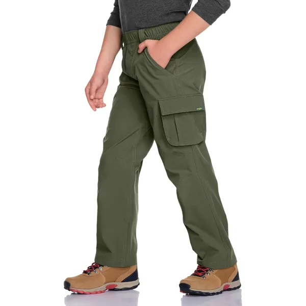 CQR Kids Youth Hiking Cargo Pants Outdoor Camping Pants UPF 50 Quick Dry Regular PantsShenandoah Army Green