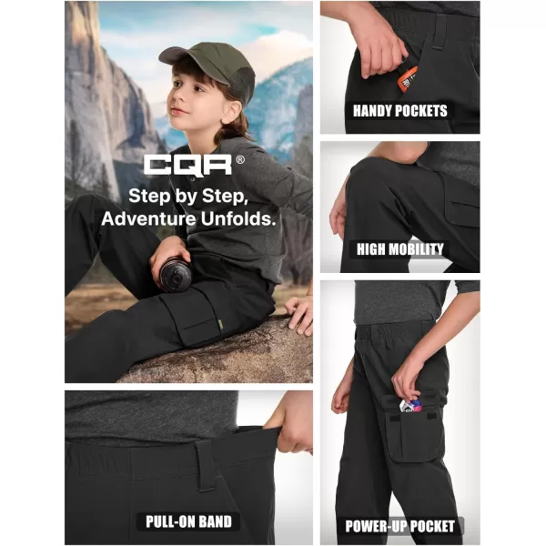 CQR Kids Youth Hiking Cargo Pants Outdoor Camping Pants UPF 50 Quick Dry Regular PantsShenandoah Black