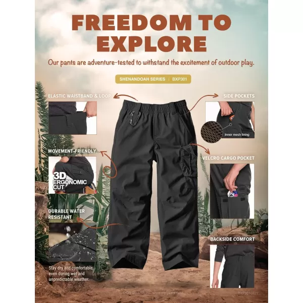 CQR Kids Youth Hiking Cargo Pants Outdoor Camping Pants UPF 50 Quick Dry Regular PantsShenandoah Black