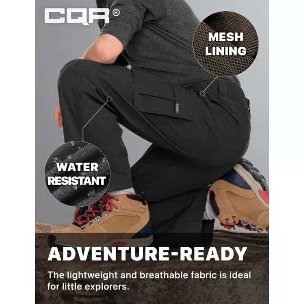 CQR Kids Youth Hiking Cargo Pants Outdoor Camping Pants UPF 50 Quick Dry Regular PantsShenandoah Black