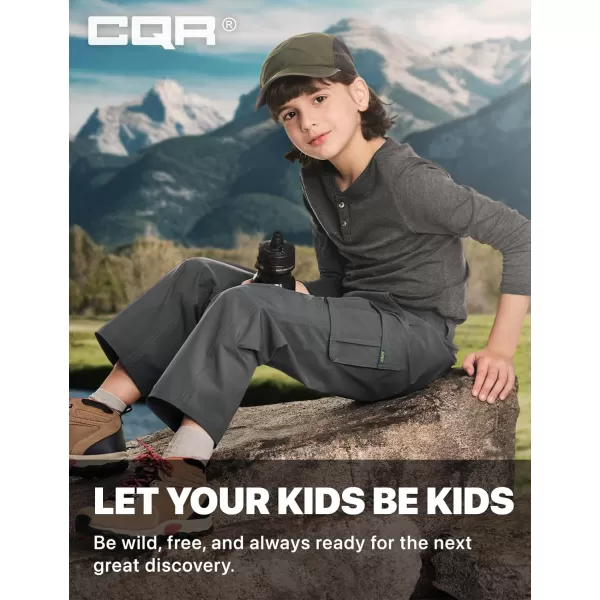 CQR Kids Youth Hiking Cargo Pants Outdoor Camping Pants UPF 50 Quick Dry Regular PantsShenandoah Carbon Grey