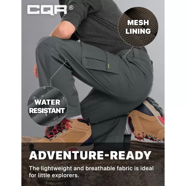 CQR Kids Youth Hiking Cargo Pants Outdoor Camping Pants UPF 50 Quick Dry Regular PantsShenandoah Carbon Grey