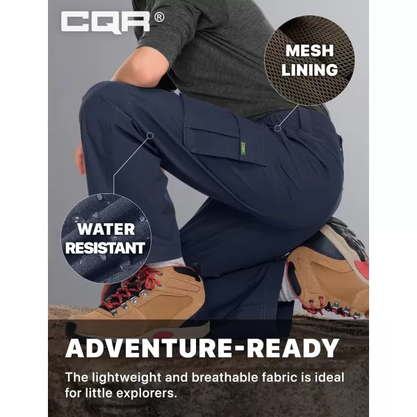 CQR Kids Youth Hiking Cargo Pants Outdoor Camping Pants UPF 50 Quick Dry Regular PantsShenandoah Pristine Navy