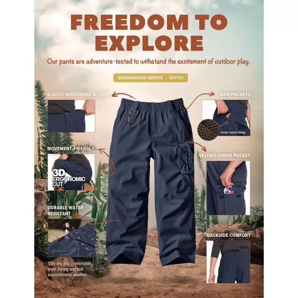 CQR Kids Youth Hiking Cargo Pants Outdoor Camping Pants UPF 50 Quick Dry Regular PantsShenandoah Pristine Navy