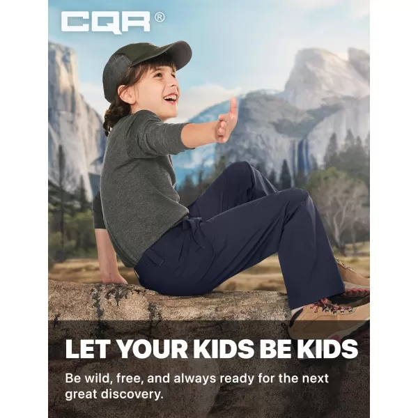 CQR Kids Youth Hiking Cargo Pants Outdoor Camping Pants UPF 50 Quick Dry Regular PantsShenandoah Pristine Navy