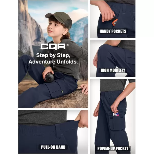 CQR Kids Youth Hiking Cargo Pants Outdoor Camping Pants UPF 50 Quick Dry Regular PantsShenandoah Pristine Navy