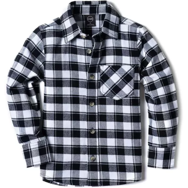 CQR Kids Little Boys Girls Baby Plaid Flannel Shirt Long Sleeve AllCotton Soft Brushed Casual Button Down ShirtsFlannel Plaid Black Buffalo