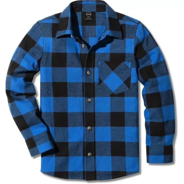 CQR Kids Little Boys Girls Baby Plaid Flannel Shirt Long Sleeve AllCotton Soft Brushed Casual Button Down ShirtsFlannel Plaid Classic Blue