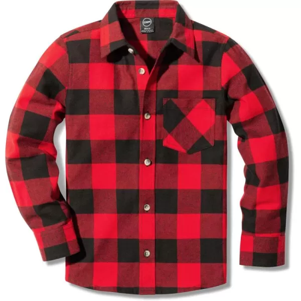 CQR Kids Little Boys Girls Baby Plaid Flannel Shirt Long Sleeve AllCotton Soft Brushed Casual Button Down ShirtsFlannel Plaid Classic Red