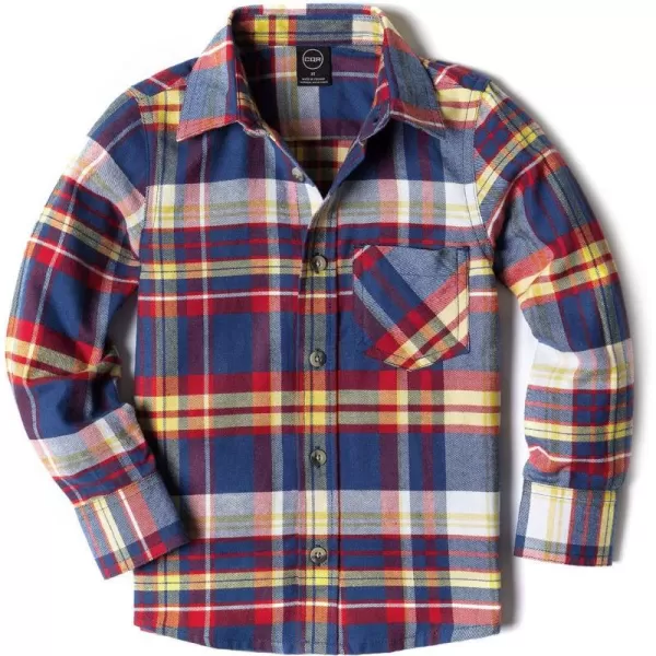 CQR Kids Little Boys Girls Baby Plaid Flannel Shirt Long Sleeve AllCotton Soft Brushed Casual Button Down ShirtsFlannel Plaid Navy  Orange