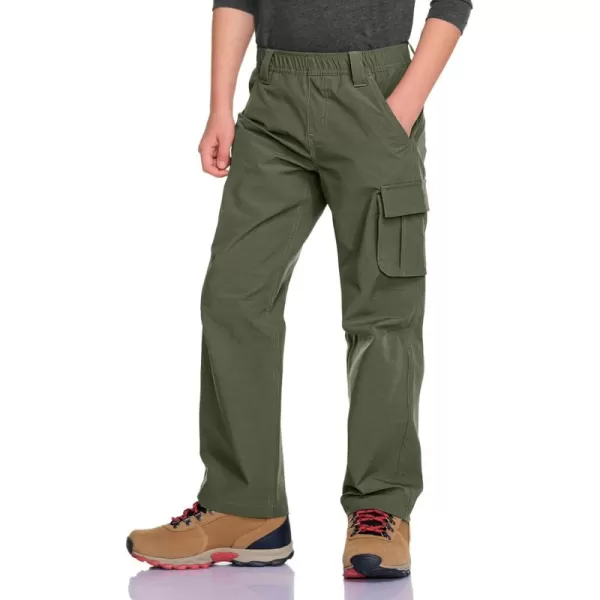 CQR Kids Youth Hiking Cargo Pants Outdoor Camping Pants UPF 50 Quick Dry Regular PantsShenandoah Army Green