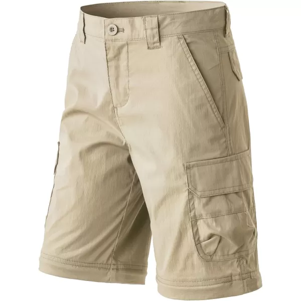 CQR Kids Youth Hiking Cargo Pants UPF 50 Quick Dry Convertible Zip Off Pants Outdoor Camping PantsBoy Convertible Khaki