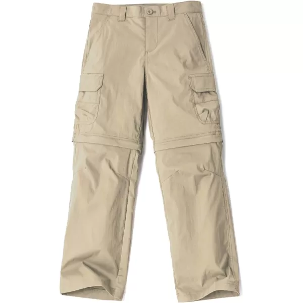 CQR Kids Youth Hiking Cargo Pants UPF 50 Quick Dry Convertible Zip Off Pants Outdoor Camping PantsBoy Convertible Khaki