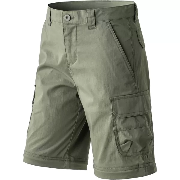 CQR Kids Youth Hiking Cargo Pants UPF 50 Quick Dry Convertible Zip Off Pants Outdoor Camping PantsBoy Convertible Olive