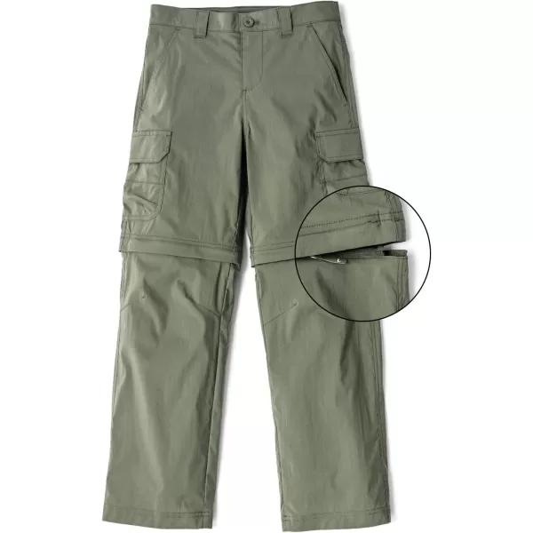 CQR Kids Youth Hiking Cargo Pants UPF 50 Quick Dry Convertible Zip Off Pants Outdoor Camping PantsBoy Convertible Olive