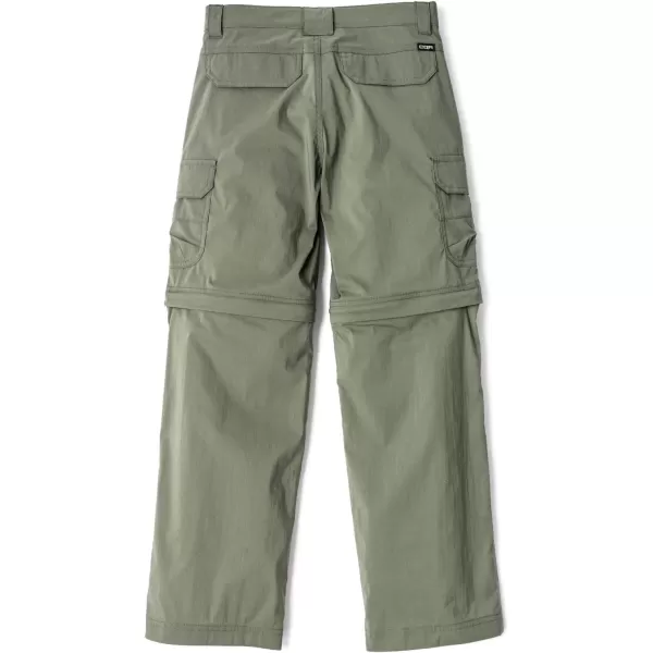 CQR Kids Youth Hiking Cargo Pants UPF 50 Quick Dry Convertible Zip Off Pants Outdoor Camping PantsBoy Convertible Olive