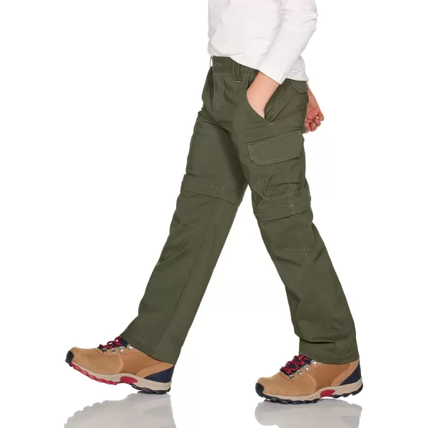 CQR Kids Youth Hiking Cargo Pants UPF 50 Quick Dry Convertible Zip Off Pants Outdoor Camping PantsConvertible Army Green