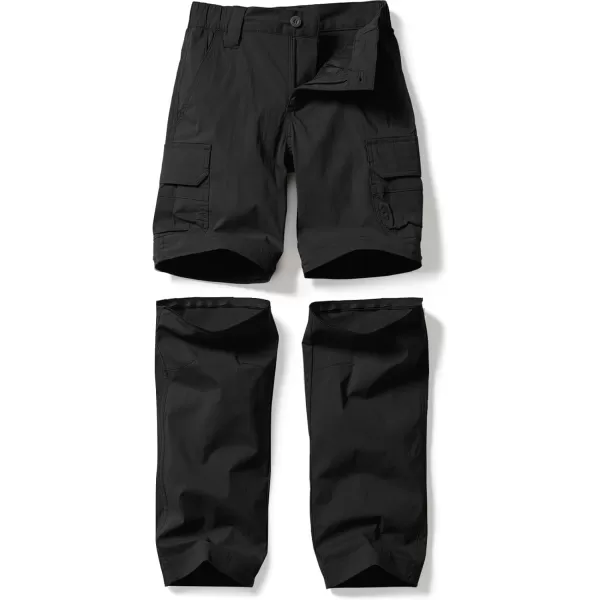 CQR Kids Youth Hiking Cargo Pants UPF 50 Quick Dry Convertible Zip Off Pants Outdoor Camping PantsConvertible Black