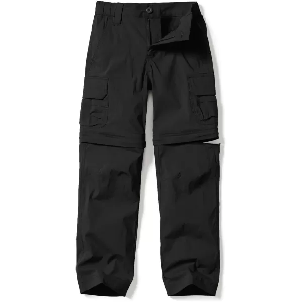 CQR Kids Youth Hiking Cargo Pants UPF 50 Quick Dry Convertible Zip Off Pants Outdoor Camping PantsConvertible Black