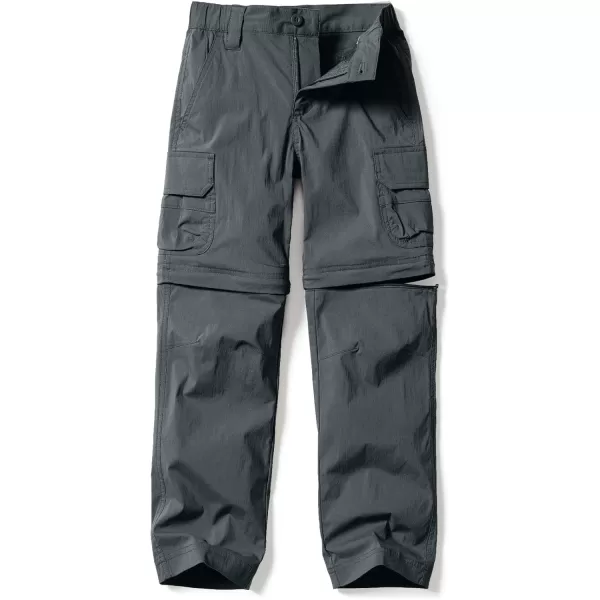 CQR Kids Youth Hiking Cargo Pants UPF 50 Quick Dry Convertible Zip Off Pants Outdoor Camping PantsConvertible Charcoal