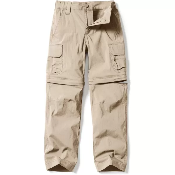 CQR Kids Youth Hiking Cargo Pants UPF 50 Quick Dry Convertible Zip Off Pants Outdoor Camping PantsConvertible Khaki