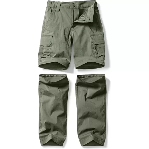 CQR Kids Youth Hiking Cargo Pants UPF 50 Quick Dry Convertible Zip Off Pants Outdoor Camping PantsConvertible Olive