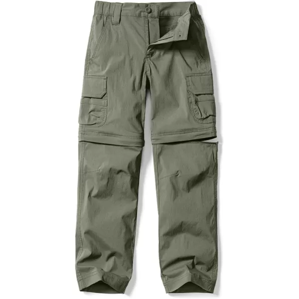 CQR Kids Youth Hiking Cargo Pants UPF 50 Quick Dry Convertible Zip Off Pants Outdoor Camping PantsConvertible Olive