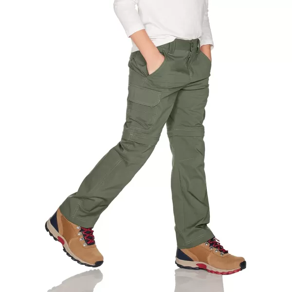 CQR Kids Youth Hiking Cargo Pants UPF 50 Quick Dry Convertible Zip Off Pants Outdoor Camping PantsConvertible Olive