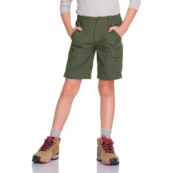 CQR Kids Youth Hiking Cargo Pants UPF 50 Quick Dry Convertible Zip Off Pants Outdoor Camping PantsShenandoah Zip Pocket Army Green