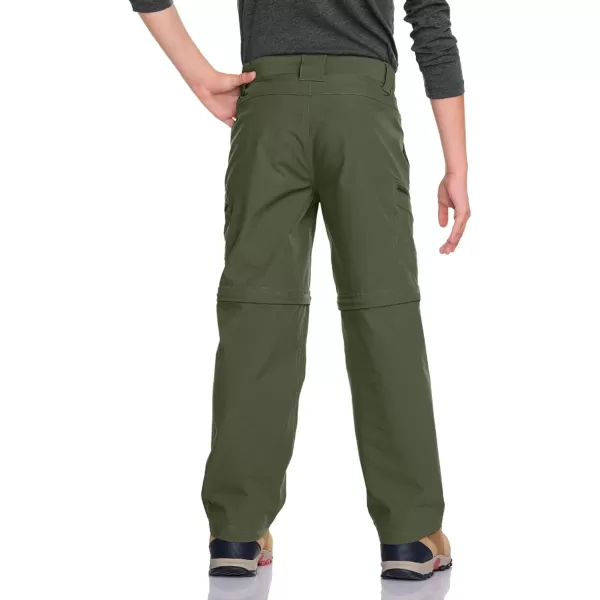 CQR Kids Youth Hiking Cargo Pants UPF 50 Quick Dry Convertible Zip Off Pants Outdoor Camping PantsShenandoah Zip Pocket Army Green