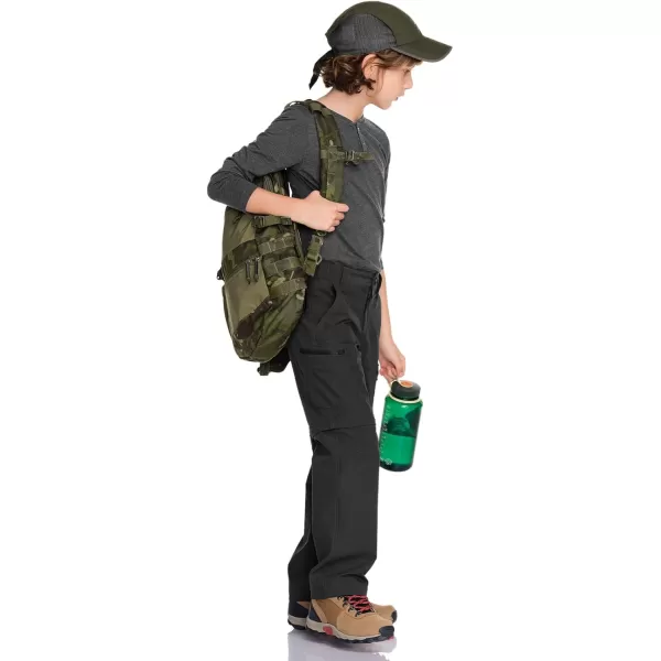 CQR Kids Youth Hiking Cargo Pants UPF 50 Quick Dry Convertible Zip Off Pants Outdoor Camping PantsShenandoah Zip Pocket Black