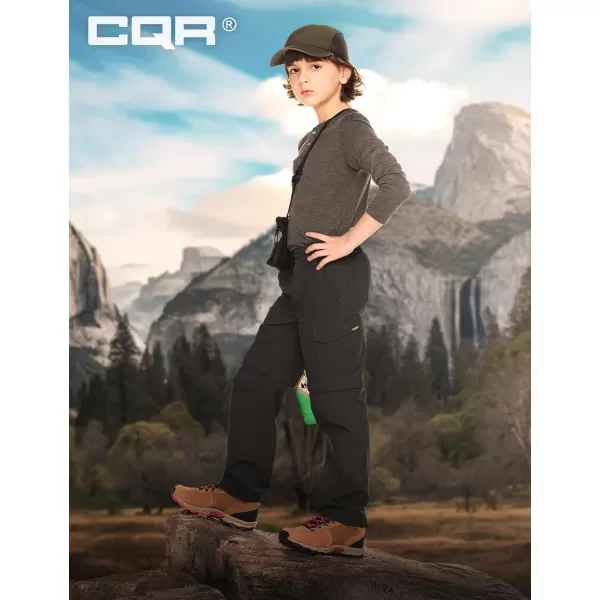 CQR Kids Youth Hiking Cargo Pants UPF 50 Quick Dry Convertible Zip Off Pants Outdoor Camping PantsShenandoah Zip Pocket Black