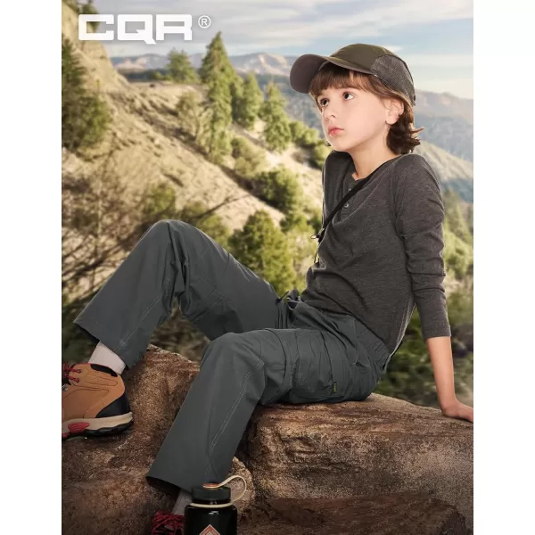 CQR Kids Youth Hiking Cargo Pants UPF 50 Quick Dry Convertible Zip Off Pants Outdoor Camping PantsShenandoah Zip Pocket Carbon Grey