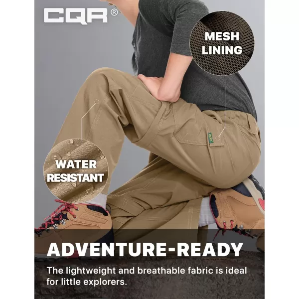 CQR Kids Youth Hiking Cargo Pants UPF 50 Quick Dry Convertible Zip Off Pants Outdoor Camping PantsShenandoah Zip Pocket Cougar