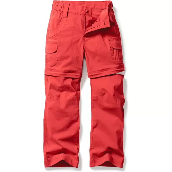 CQR Kids Youth Hiking Cargo Pants UPF 50 Quick Dry Convertible Zip OffRegular Pants Outdoor Camping PantsConvertible Dusty Red