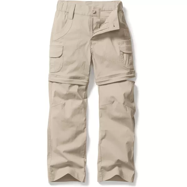 CQR Kids Youth Hiking Cargo Pants UPF 50 Quick Dry Convertible Zip OffRegular Pants Outdoor Camping PantsConvertible Khaki