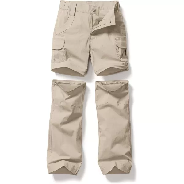 CQR Kids Youth Hiking Cargo Pants UPF 50 Quick Dry Convertible Zip OffRegular Pants Outdoor Camping PantsConvertible Khaki