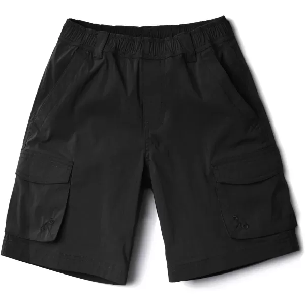 CQR Kids Youth Pull on Cargo Shorts Outdoor Camping Hiking Shorts Lightweight Elastic Waist Athletic Short with PocketsDriflex Black