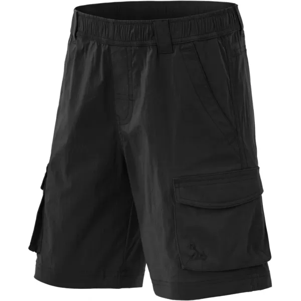 CQR Kids Youth Pull on Cargo Shorts Outdoor Camping Hiking Shorts Lightweight Elastic Waist Athletic Short with PocketsDriflex Black