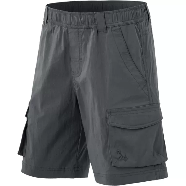 CQR Kids Youth Pull on Cargo Shorts Outdoor Camping Hiking Shorts Lightweight Elastic Waist Athletic Short with PocketsDriflex Charcoal