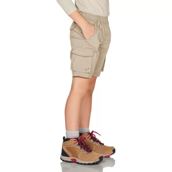 CQR Kids Youth Pull on Cargo Shorts Outdoor Camping Hiking Shorts Lightweight Elastic Waist Athletic Short with PocketsDriflex Khaki