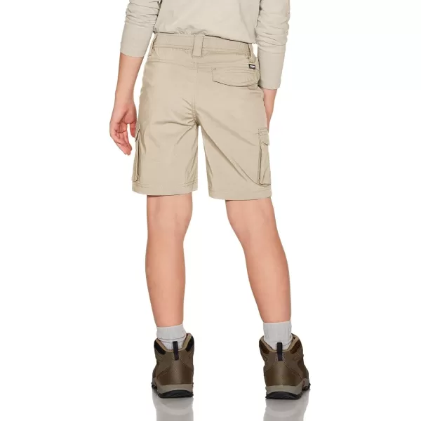 CQR Kids Youth Pull on Cargo Shorts Outdoor Camping Hiking Shorts Lightweight Elastic Waist Athletic Short with PocketsDriflex Khaki