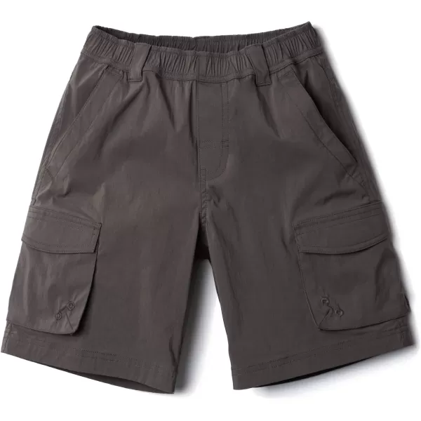 CQR Kids Youth Pull on Cargo Shorts Outdoor Camping Hiking Shorts Lightweight Elastic Waist Athletic Short with PocketsDriflex Shorts Brown