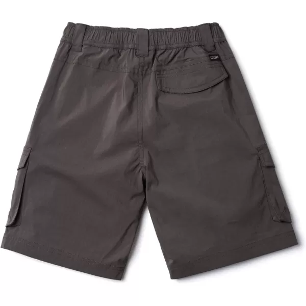 CQR Kids Youth Pull on Cargo Shorts Outdoor Camping Hiking Shorts Lightweight Elastic Waist Athletic Short with PocketsDriflex Shorts Brown