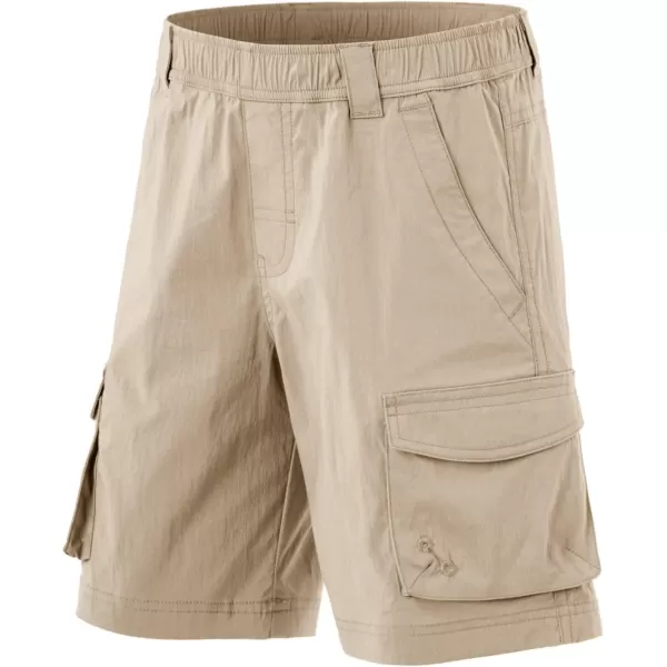 CQR Kids Youth Pull on Cargo Shorts Outdoor Camping Hiking Shorts Lightweight Elastic Waist Athletic Short with PocketsDriflex Shorts Khaki