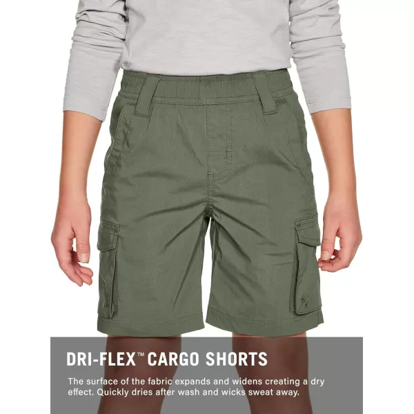 CQR Kids Youth Pull on Cargo Shorts Outdoor Camping Hiking Shorts Lightweight Elastic Waist Athletic Short with PocketsDriflex Shorts Olive